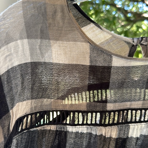 Anthropologie Maeve Plaid Kimono Sleeve Tie Waist Tunic Dress Size Medium - Picture 5 of 11